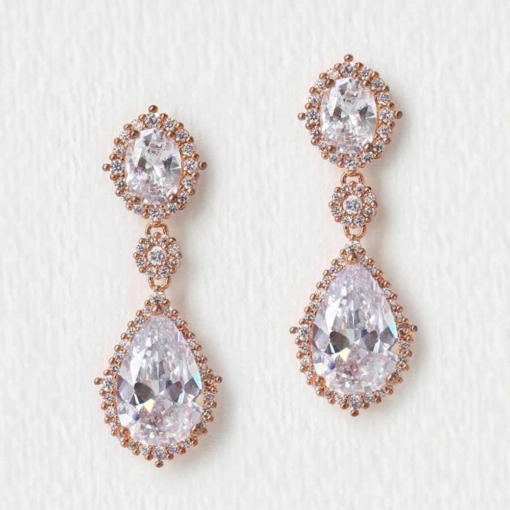 AMY O Bridal rose gold earrings